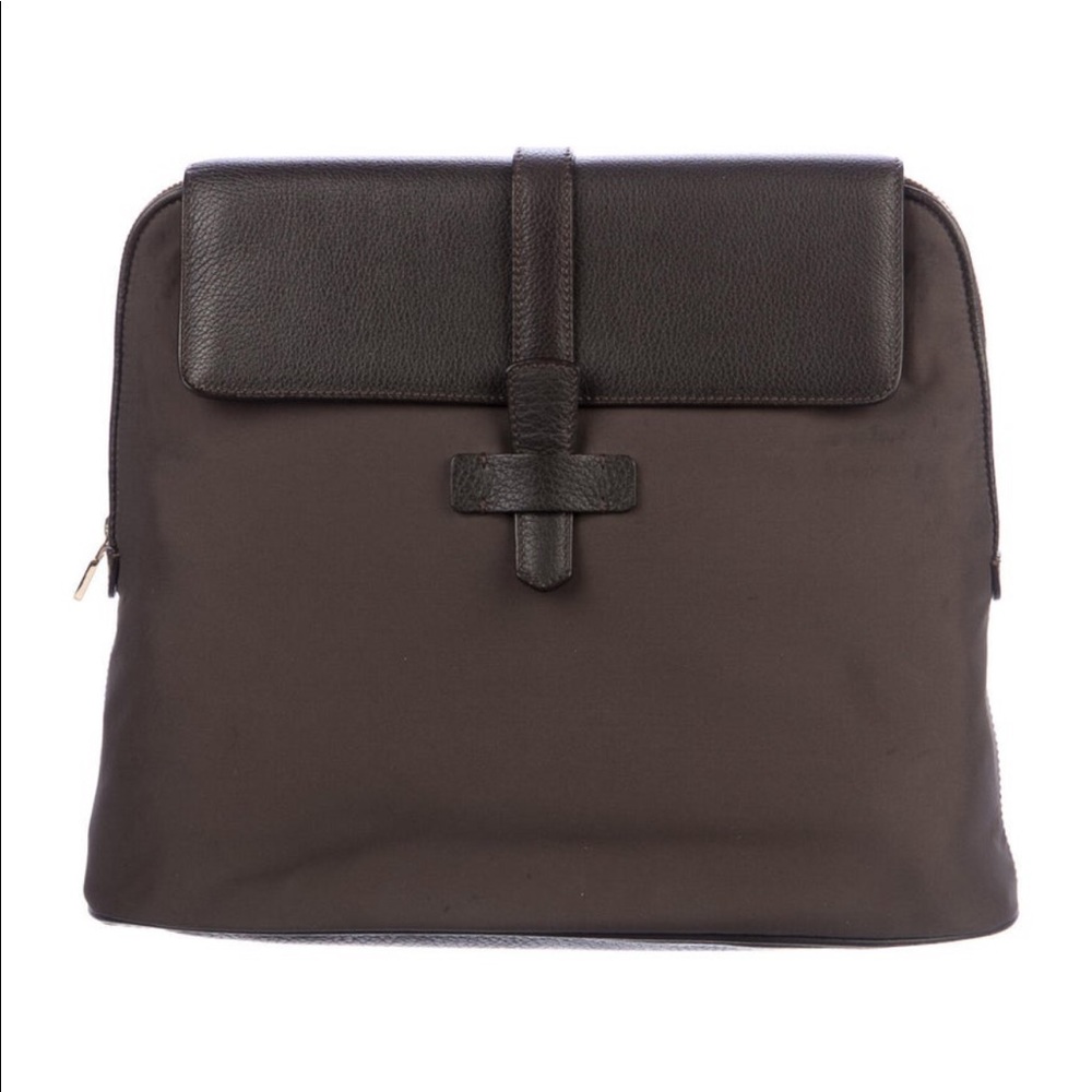 LORO PIANA clutch/traveling bag. Leather & Lylon.